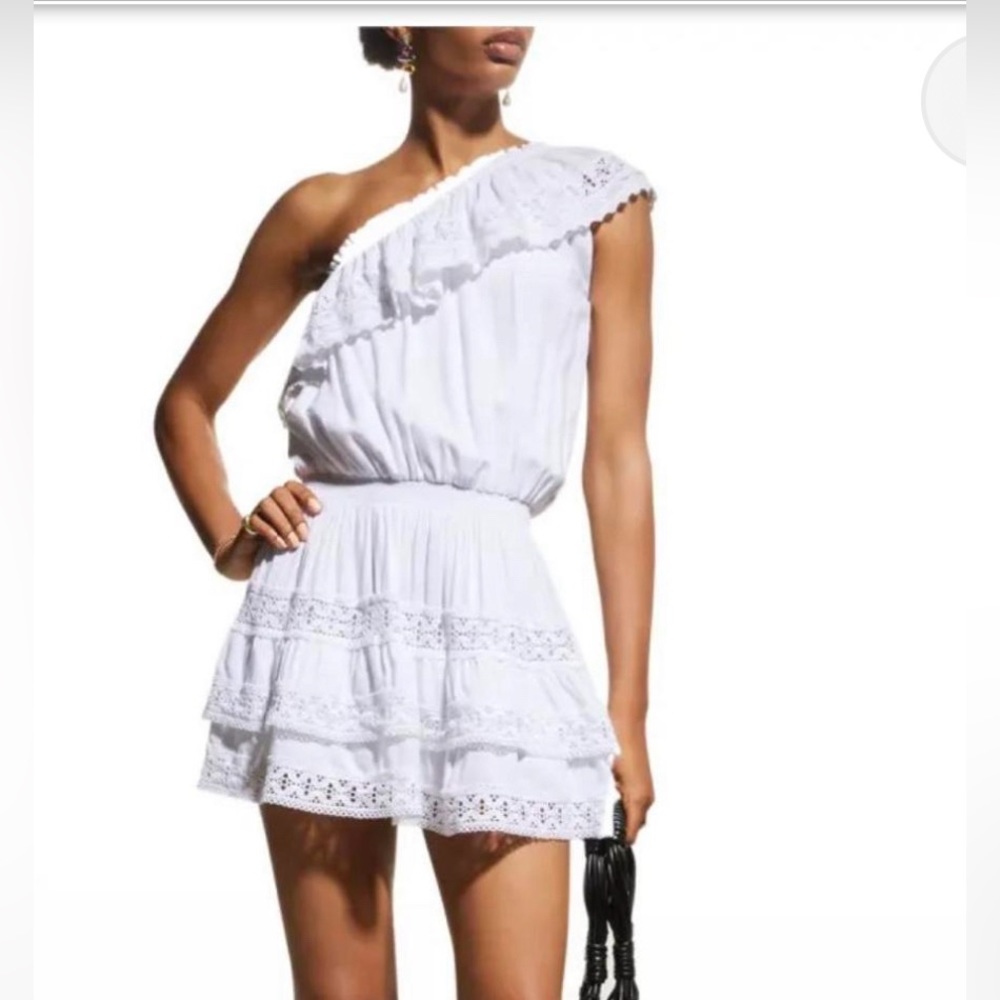 Debbie One-Shoulder Lace-Trim Mini Dress
MELISSA ODABASH